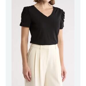 Tahari Large Ruched Sleeve With Back Strap Top office to night top